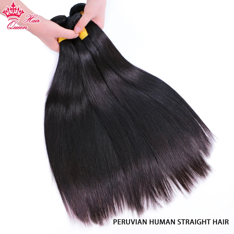 Peruvian Straight Raw Hair Double Weft Weave Natural Color Virgin Human Hair Extensions Queen Hair Official Store