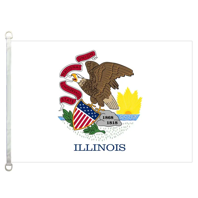 Illinois national  flag,90*150CM size, 120g/m2 knitted polyester fabric,with two D ring