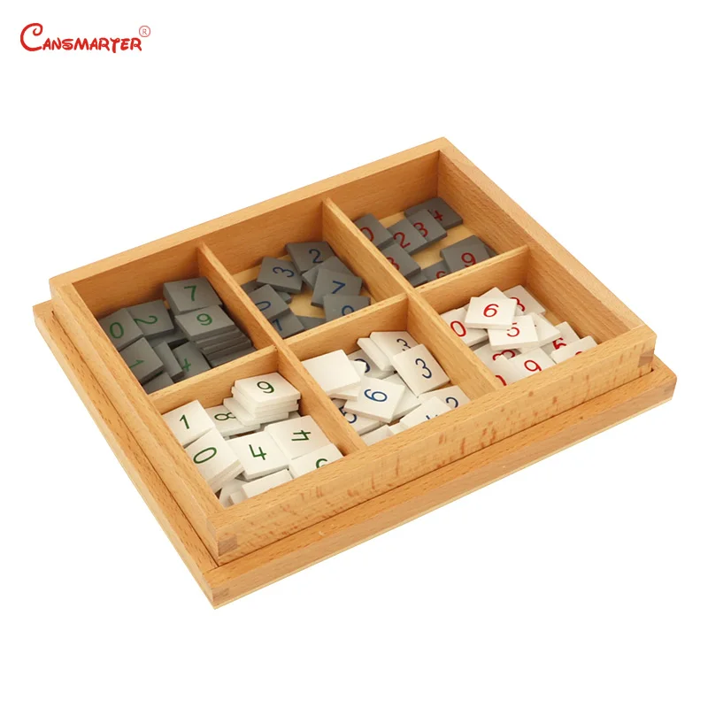 Tiles Montessori Materials Kids Educational Maths Toys Teaching 6 Years Student Learning Prechool Beech Wood Box  MA156-3