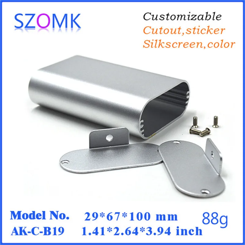 10Pcs 29*67*100mm silvery round enclosure aluminum device box szomk powder coating extrusion aluminum case diy enclosure box