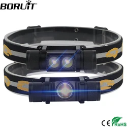 BORUiT LED Mini Headlamp High Power 1000LM Headlight 18650 Rechargeable Head Torch Camping Hunting Outdoor Waterproof Flashlight