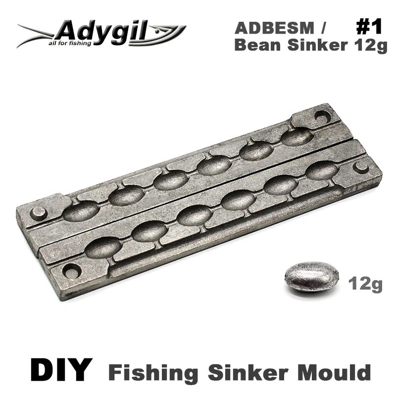 Adygil DIY Fishing Bean Sinker Mould ADBESM/#1 Bean Sinker 12g 6 Cavities