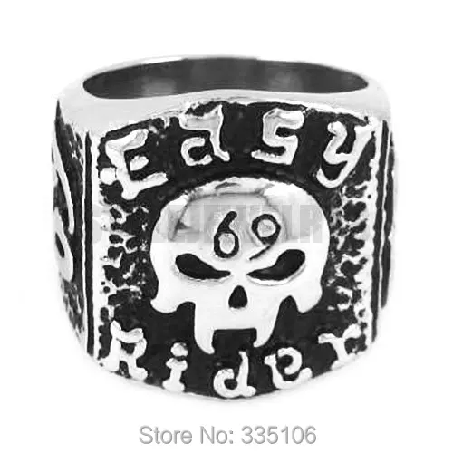 Free shipping! Easy Rider 69 ER Skull Motor Biker Ring Stainless Steel Jewelry Fashion Motorcycles Biker Men Ring SWR0314