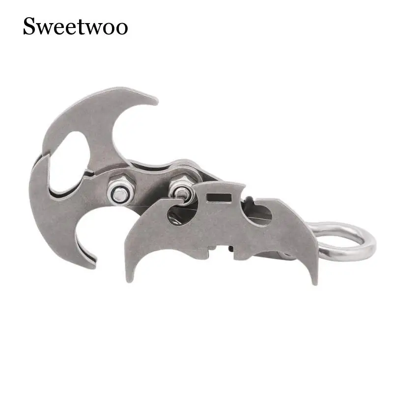 Stainless Steel Survival Folding Grappling Hook Multifunctional Outdoor Climbing Claw Carabiner Travel Rescue Tool Climbing Tool