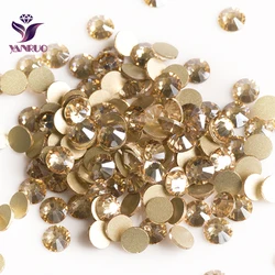 YANRUO 2058NoHF Crystal Golden Shadow Rhinestones for Nails Art Crafts Sewing Strass Stones and Crystals on Fabric