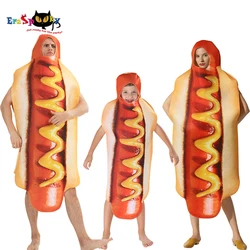 Men's Funny 3D Print Sausage Jumpsuit Food Hot Dog Costumes Boy Halloween Costume Adult Festival Family Matching Fancy Dress