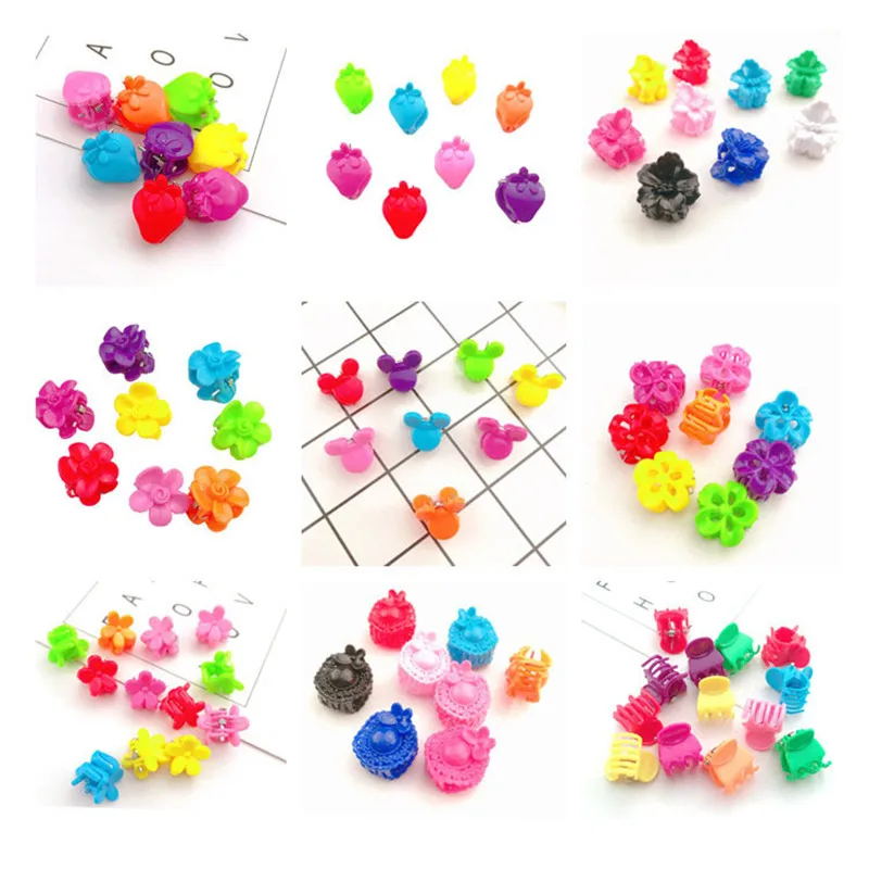 30PCS Random Color Cute Children Girls Hairpins Small Flowers Gripper 4 Claws Plastic Hair Clip Clamp Barrettes Hair Accessories