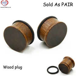 Showlove-PAIR High Quality Wood Single Flare Ear Plugs Flesh Tunnel Expander Gauge Piercing Ear Stretchers Jewelry