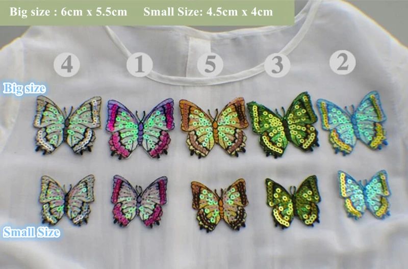 AHYONNIEX Marke 1PC pailletten schmetterling patch Eisen auf patches für kleidung kostüm kleber stickerei paste rock dekoration – Detail 3