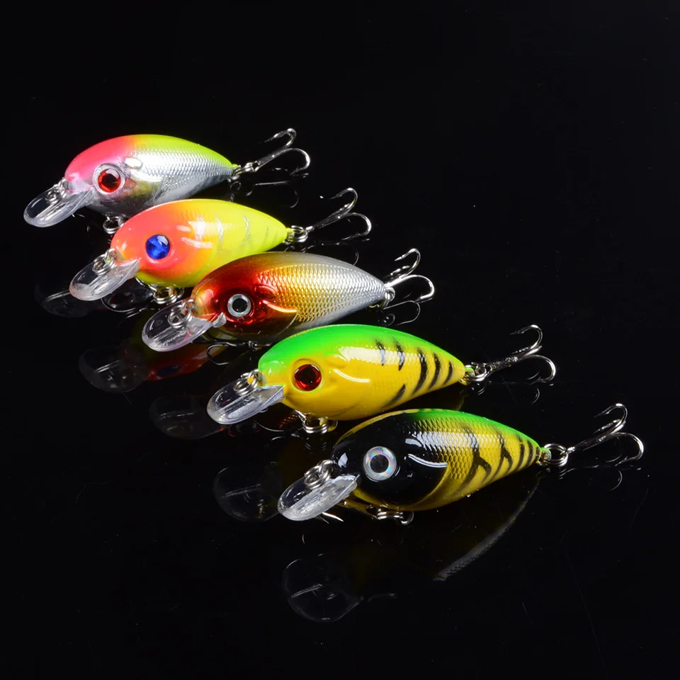 5pcs 6cm 7.7g Small Crankbait Lifelike Fishing Lure Unique Body texture Fish Bait Hard Wobbler Tackle pesca With 3D Eyes