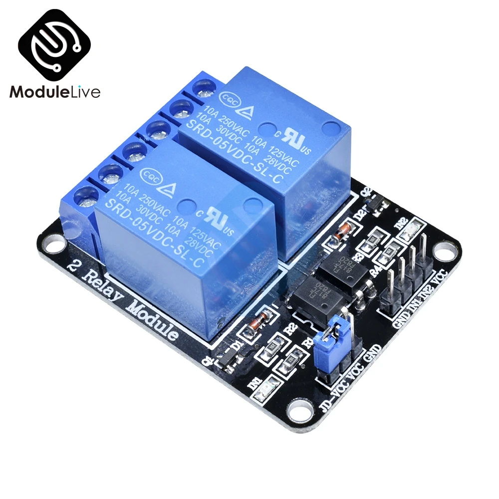 5V Two 2CH 2 Channel Relay Module Board With Optocoupler For Arduino 8051 AVR PIC DSP ARM MSP430 TTL Logic AC 250V 10A DC 30V