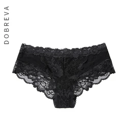 DOBREVA Women's Floral Lace Bikinis Underwear Sexy See Through Panties