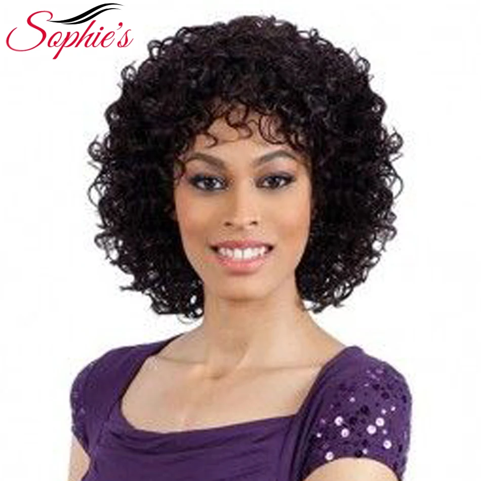 Sophie\'s Short Human Hair Wigs Non-Remy Human Hair Curly Wigs For Women 100% Human Hair Machine Made No Smell H.ORA 6.75 Inch