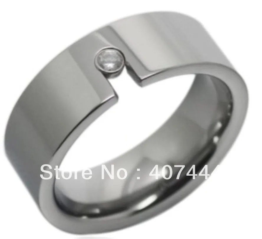 20PCS/Lot Free Shipping Cheap Price USA Hot Selling 8mm Tension Set CZ  His &Her Men's Pipe Tungsten Carbide Wedding Rings