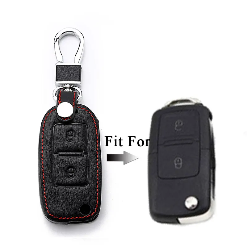 Genuine Leather Keychain Key Ring Cover Case For Skoda Octavia 2 A7 A5 Fabia Superb Car-Styling For VW Polo Golf 4 5 6 Passat