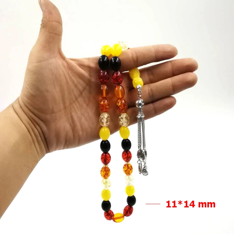 Rosary islam 33 Muslim Man's Tasbih Artificia Beads Mixed color Men accessories Metal tassel prayer beads bracelets on hand