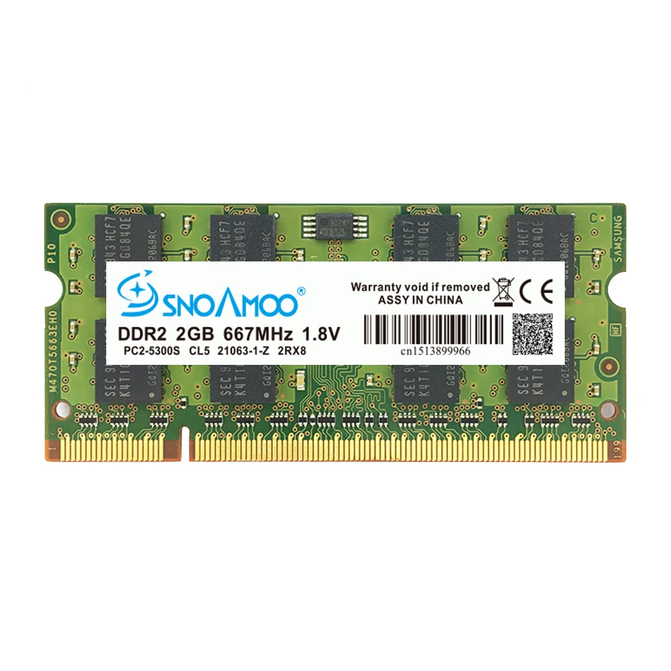 SNOAMOO Laptop RAMs DDR2 2GB 667MHz/800MHz PC2-6400S 200Pin 1GB 1.8V 2Rx8 SO-DIMM Computer Memory Warranty