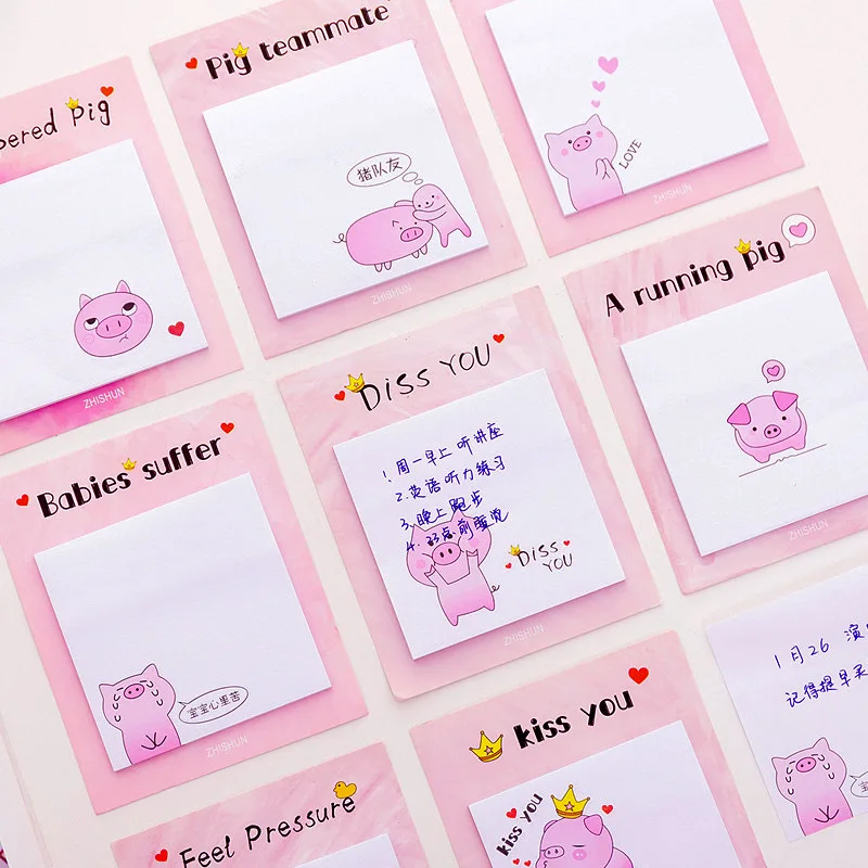 1 Pcs Cute Pink Pig N Times Memo Pad Sticky Notes Student School Bookmark Stationery Label Stickers Office Planner Supplies