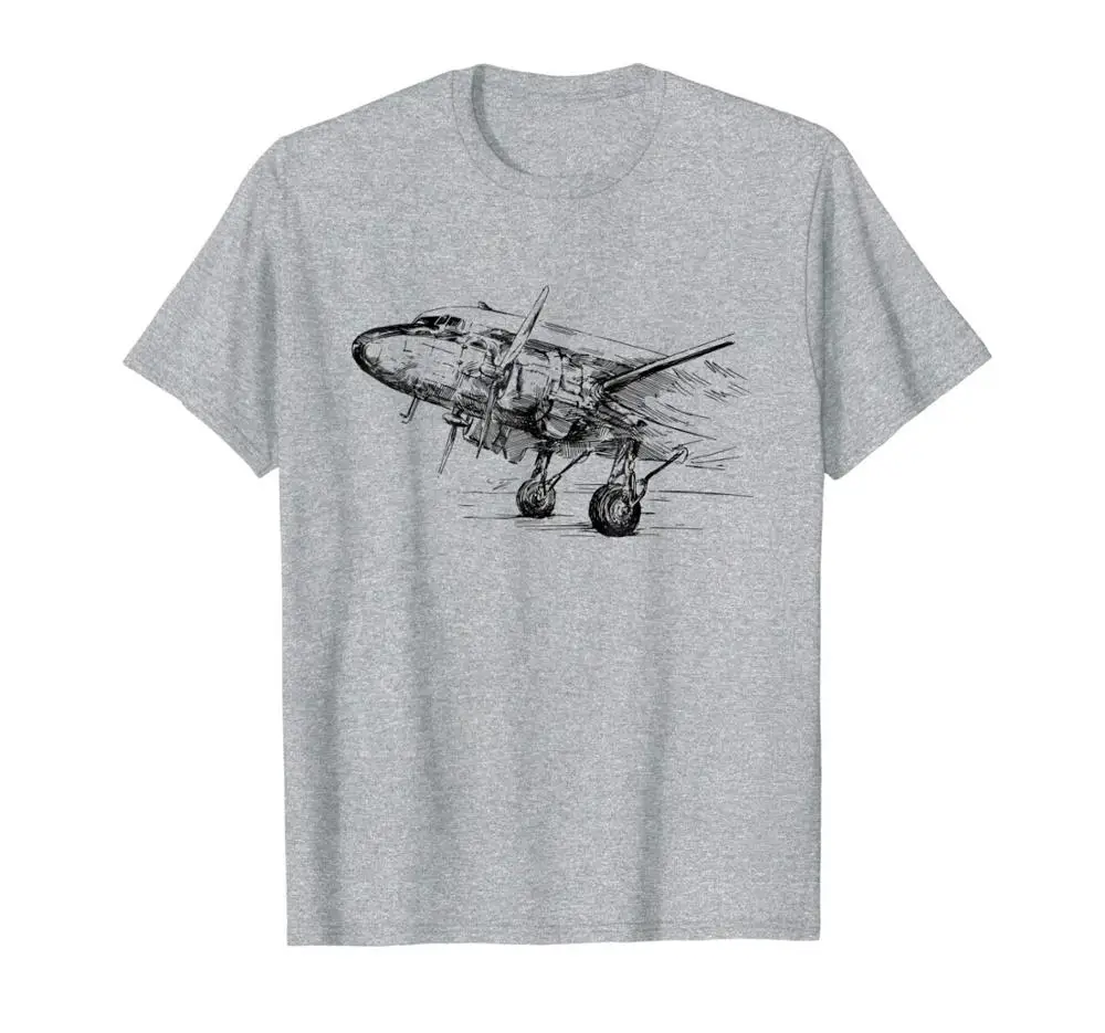 Vintage Dc-3 Airplane Shirt for Men Husband Dad Grandfather Hot 2019 Summer Men\'S Fashion Print Summer Style Cool Tees Shirt