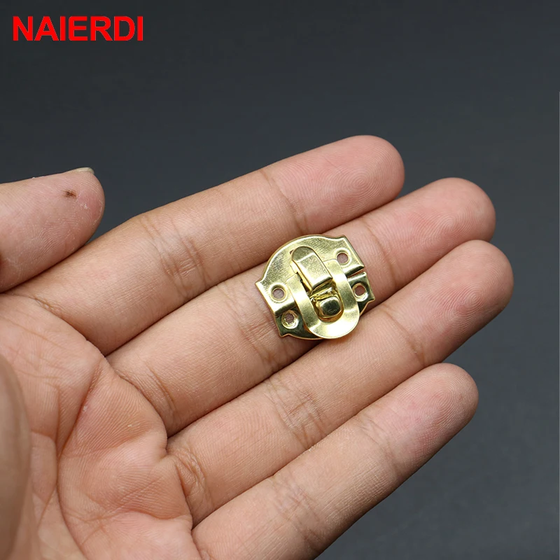 10Pcs Naierdi Antieke Metalen Lock 21X20Mm Houten Sieraden Doos Decoratieve Hangslot Hasps Klink Met Schroeven Meubels hardware