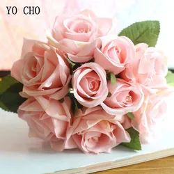 YO CHO Wedding Bouquet Polyester Roses Holder Wedding Flowers Bridal Bouquets Artificial Bridesmaids Accessories Wedding Bouquet