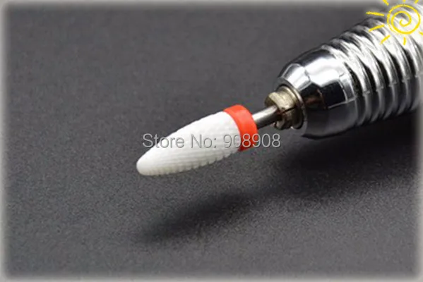 1 PZ Bianco Ceramica Fine Fiamma Punte di Trivello del Chiodo di Cura di Bellezza Nail Art File Salon Manicure Pedicure Macchina Elettrica Trapano strumenti