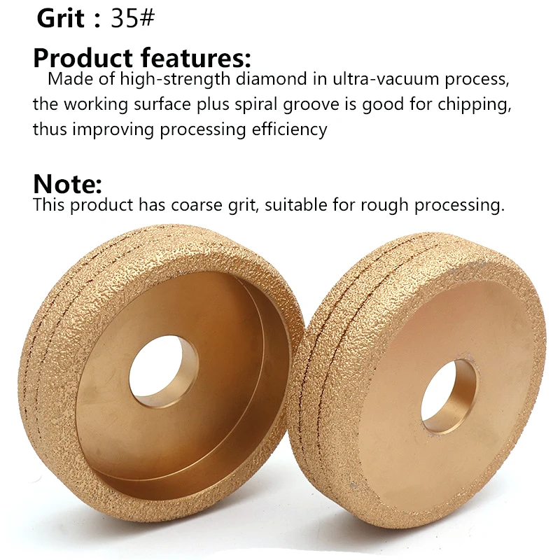 1pcs Grit 35 Vacuum Brazed Diamond Grinding Wheel Semi-circular Straight Edge Round for Stone Jade Abrasive Tools