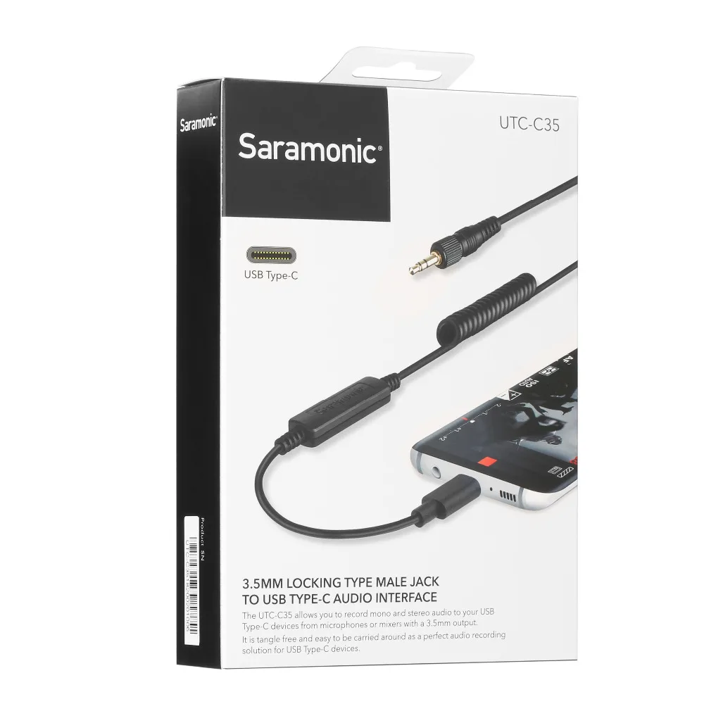 Saramonic UTC-C35 TRS TO Type-C Microphone Cable audio adapter for Using Uwmic9 UwMic15 SR-WM4C with Type-C Device Smartphones