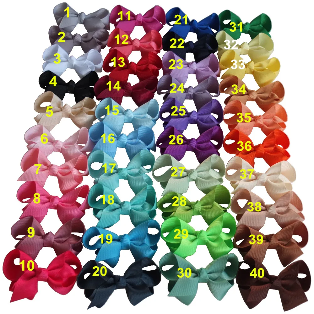 

3 inch Mini Hair bow Hair clips Children Girls hair accessories Boutique grosgrain ribbon hairbows Hairpins Hairgrips 40PCS/LOT