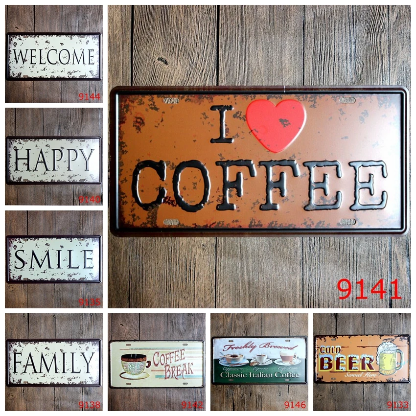 WELCOME Tin Sign Iron Wall sticker  Metal License Plate Antique Metal Tin Painting  Pub DECOR Shop Decor