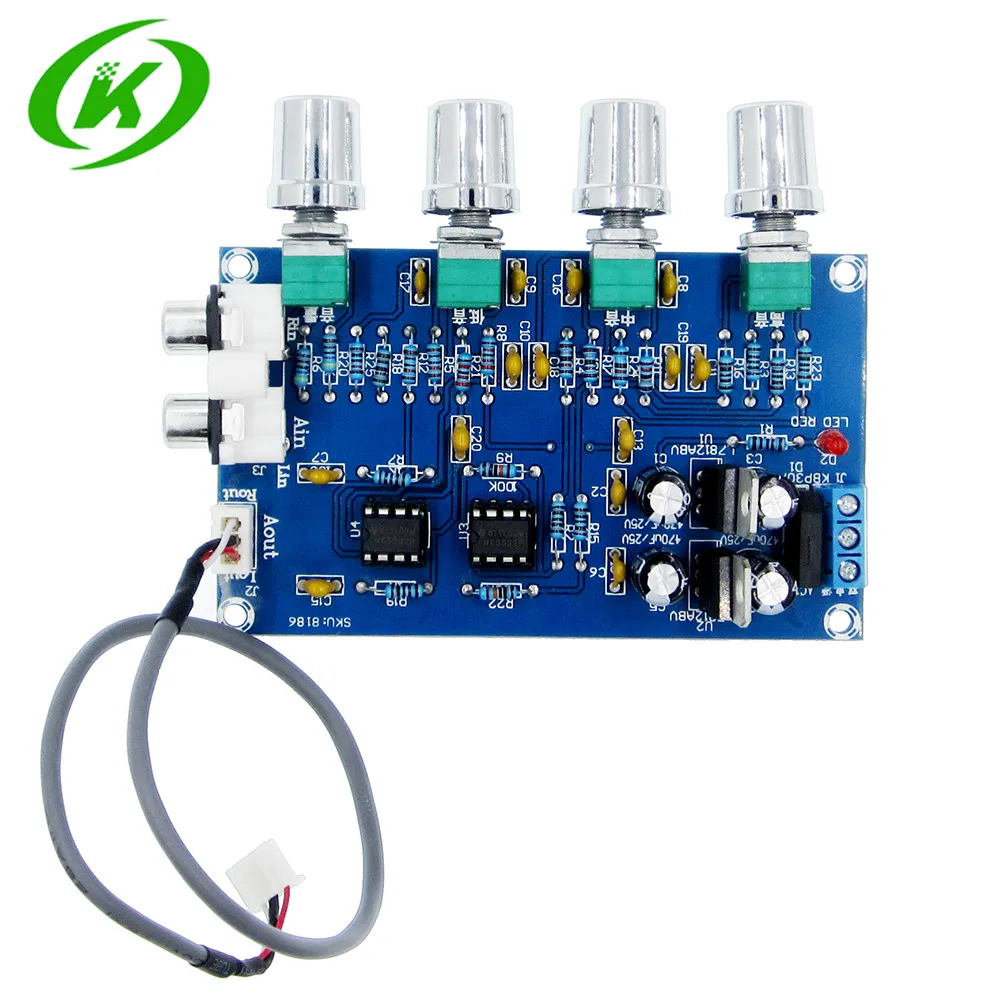 XH-M164 NE5532 Tone Amplifier Board Preamplifier AC 12V-15V Power Supply Dual Channel Audio Amplifier Board 4 Way Adjustment