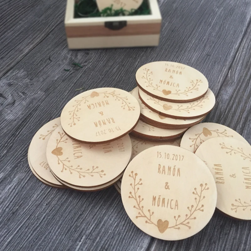 Wedding Save the Date Magnets,Personalized Wedding Tag,Wedding gift and Decoration,Wooden Fridge Magnet for Wedding Invitation