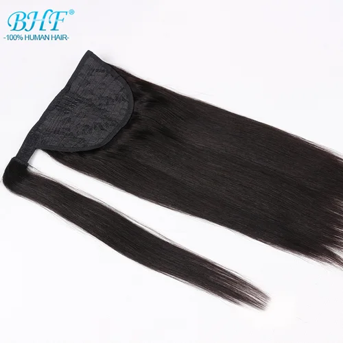Imagen 2 del producto BHF cola de caballo cabello humano Remy liso europeo cola de caballo peinados 100g 100% cabello Natural cola de caballo Clip en extensiones
