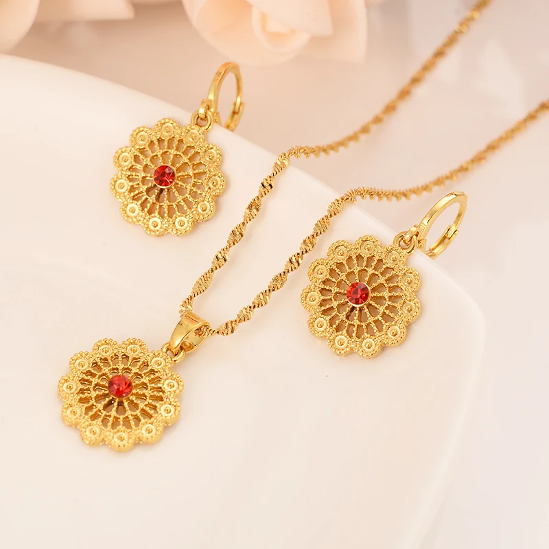 

Gold Color Ethiopian Necklace Pendnat Earrings Jewelry Eritrea Habesha Africa Birthday Jewelry Gift