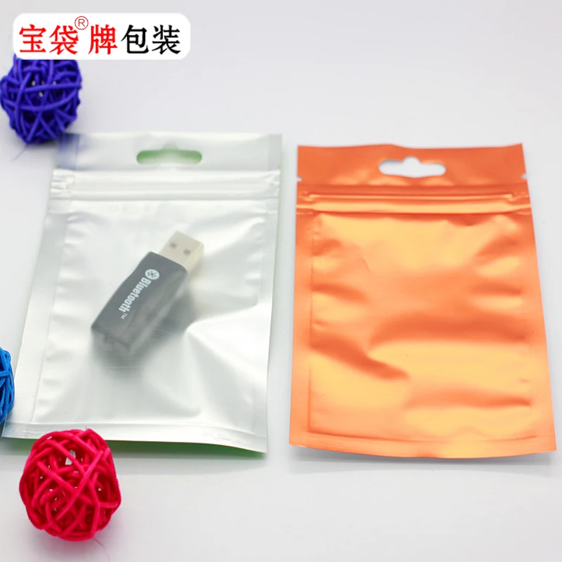 

DHL 1000Pcs/Lot 8.5*13cm Zip Lock Orange Plastic & Aluminum Foil Matte Clear Packaging Electronic Accessories Storage Bags