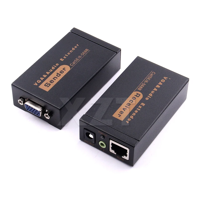 2019 Newest Arrival 100M 328ft VGA Video Audio Extender Over Single RJ45 CAT5e/6 1080P Extension adpater Lightning protection