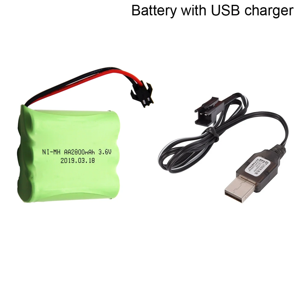 

3.6V 2800mah NIMH battery with USB Charger nimh battery pilas 3.6v pack aa size ni mh for rc car toy tools model toy parts