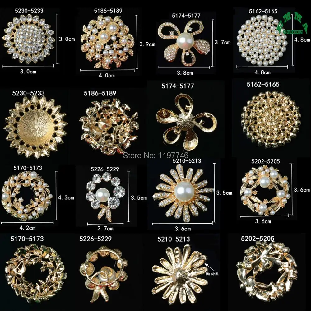 Pearls Cluster Bouquet Flora Lily Rose Camellia Button Embellishments Large 40mm Crystal 10pcs Flatback Rhinestone Embellishment