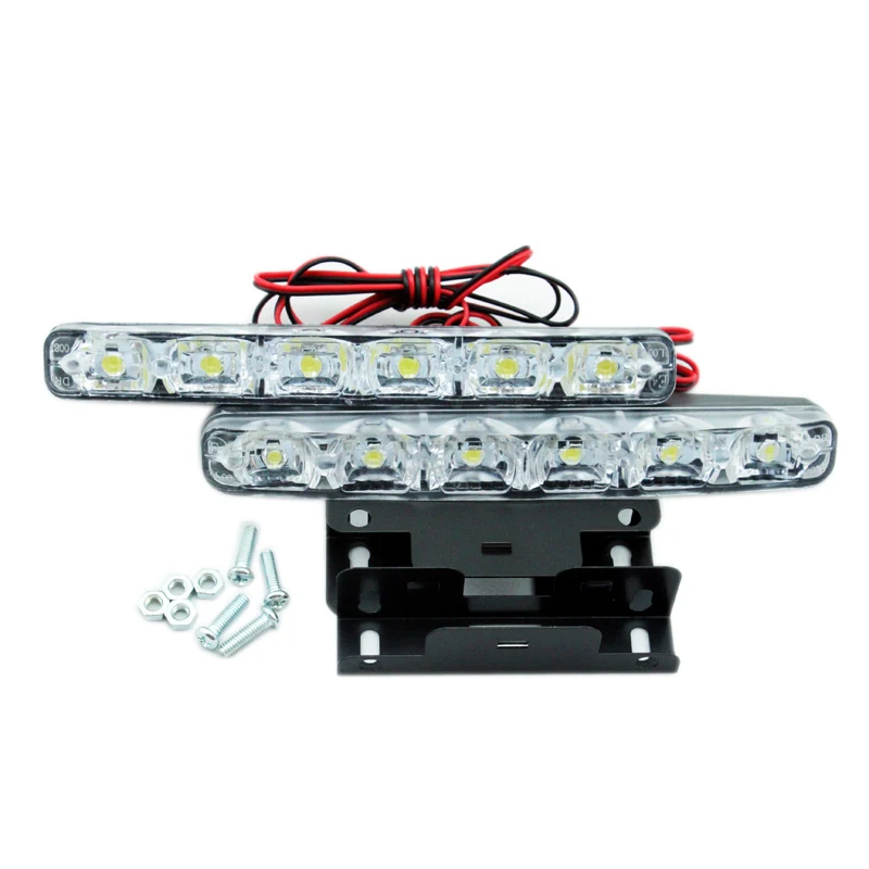 

2PCS/Set Day Light Super White 6 LED Universal Car Light Daytime Running Auto Lamp DRL Auxiliary Light In The Day