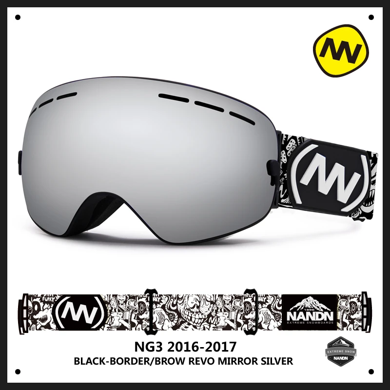 NANDN Marke Ski Brille Doppel UV400 Anti-Fog Ski Brille Maske Skifahren Männer Frauen Schnee Brillen Snowboard Brille Austauschbare objektiv