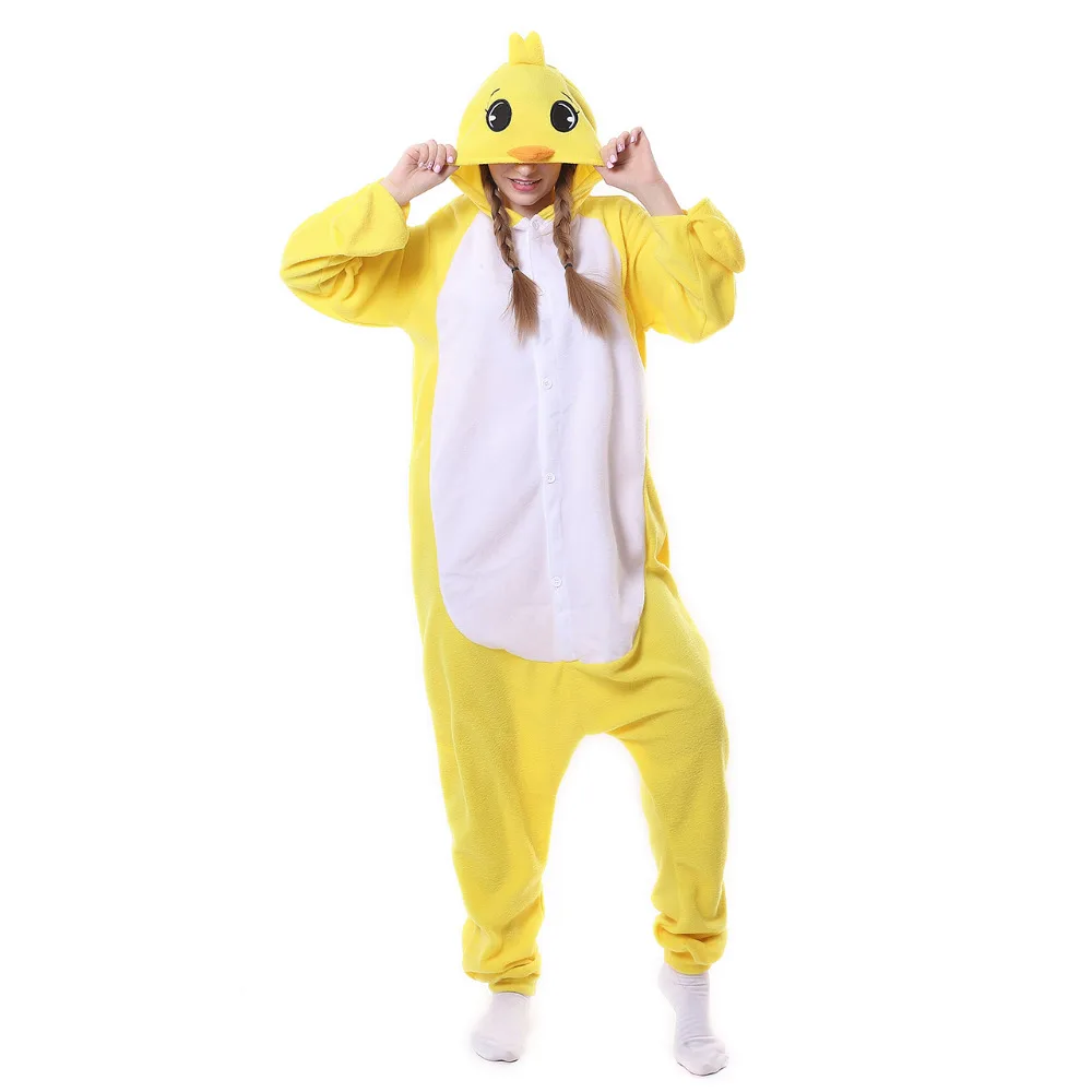 SimSimi Yellow Chicken Onesies Unisex Sleepsuit Adult Pajamas Cosplay Costumes Animal Onesie Sleepwear Jumpsuit For Man Women