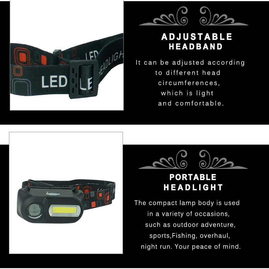 USB Rechargeable LED Headlamp Headlight Flashlight Head Torch Portable LED Head Lamp Outdoor 3 Mode Work Light For Night Fishing
