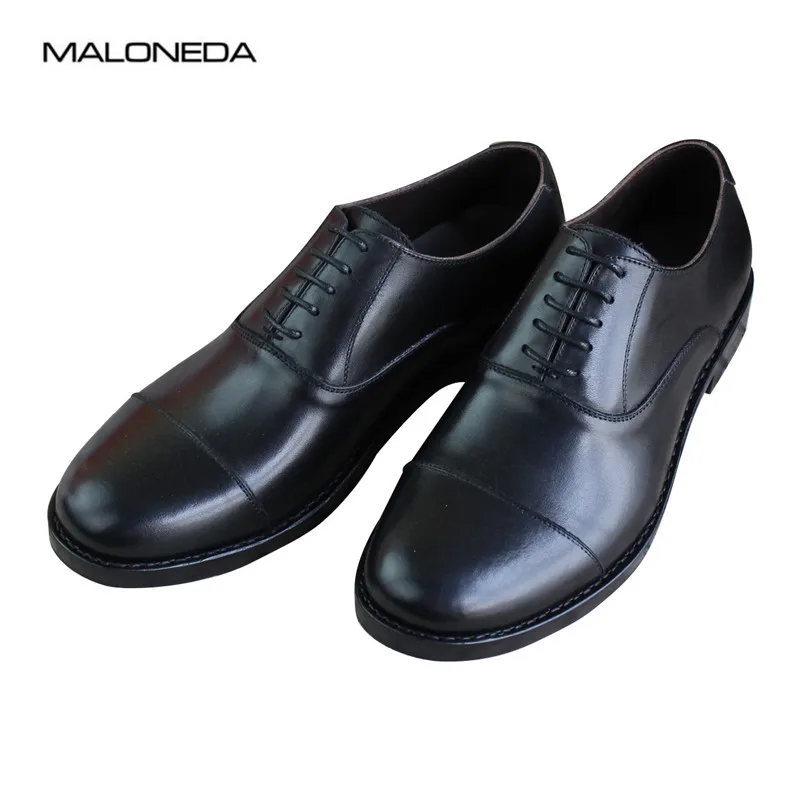 MALONEDA 100% Full Genuine Cow Leather Formal Oxfords Wedding Party Shoes Handmade with Goodyear Welted Bespoke for Male