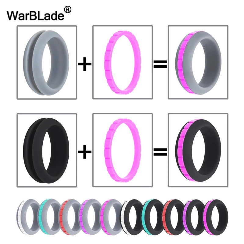 10Color Combinations Can DIY Change Color Silicone Ring Hypoallergenic Crossfit Flexible Sports Rubber Finger Ring For Men Women