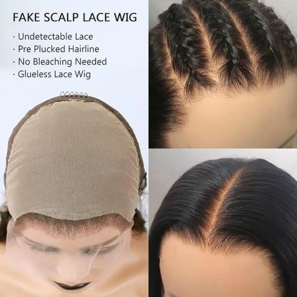 Fake Scalp Wig 13x4 Lace Front Human Wig Invisible Bleached Knots Preplucked Straight Human Hair Lace Wig Remy Nabeauty 150%