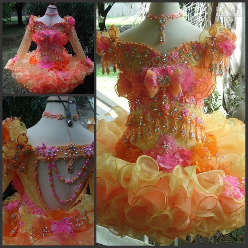 เด็กน่ารักถ้วยเค้กสไตล์แขนหมวก Organza Ball ชุดที่มีสีสันดอกไม้สำหรับงานแต่งงาน Party Custom Made