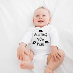 Infant Baby Girl Boy Aunties New Man Outfit Romper Playsuit Clothes Letter Print Soft Toddler Boys Girls Autumn Rompers