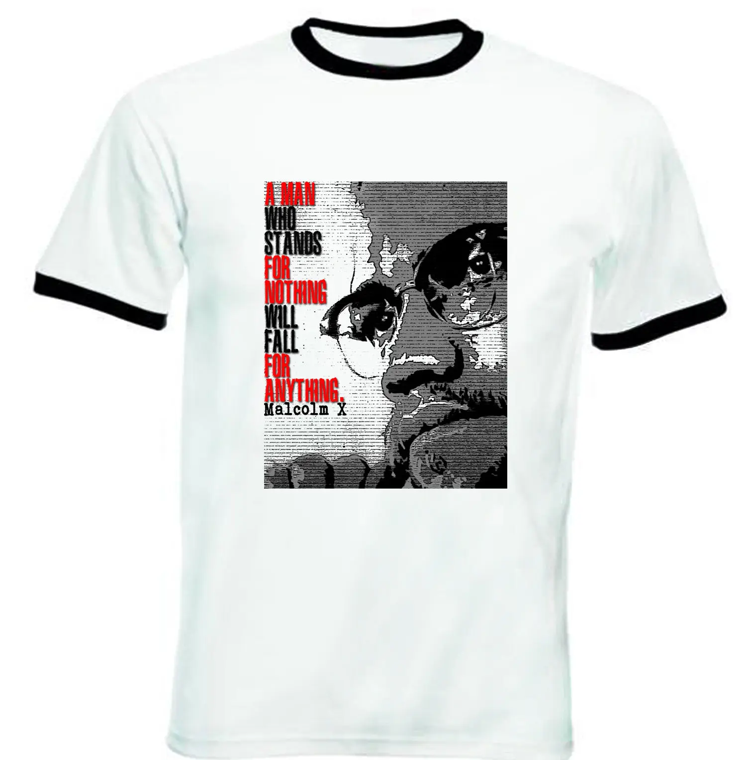 Men'S T-Shirts Summer Style Fashion Swag Men Hot Sale MALCOLM X - NEW BLACK RINGER  S-M-L-XL-XXL T-Shirt Men Clothing