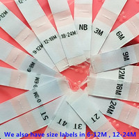 50PCS White polyester cloth size label baby clothing NB 0-3m 3-6m 6-9m 9-12m 12-18m 18-24m Woven size Labels