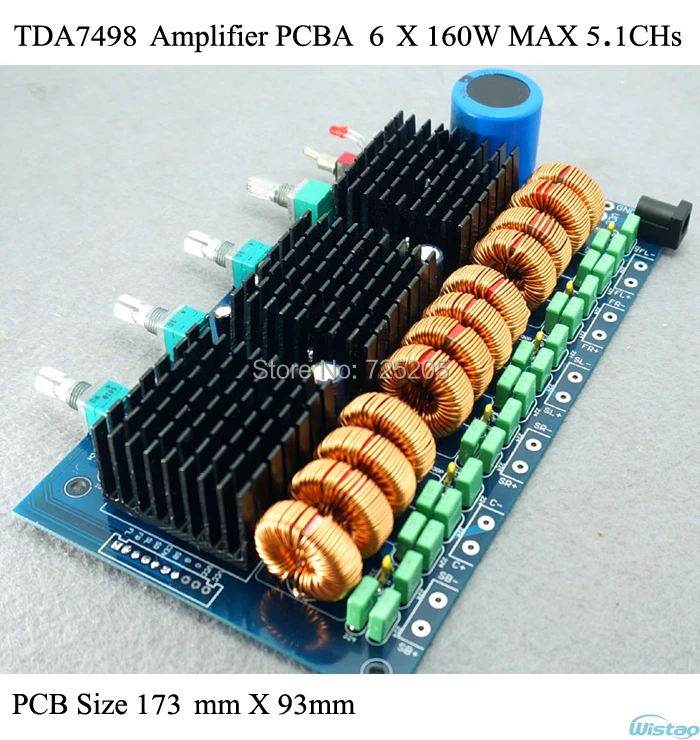 

Amplifier PCBA for 6 X 160W (MAX) HIFI Digital Class D TDA7498E Home Amplifier Car Amp Audio 5.1 CHs DIY Free Shipping